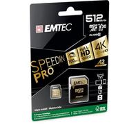 Emtec - Scheda microSD UHS-I U3 V30 A1-512 GB, 256 GB - ECMSDM256GXC10SP - Gamma Speedin - Con adattatore - Velocità di lettura e scrittura fino a 100 MB/s, 100 MB/s - Nero/Oro
