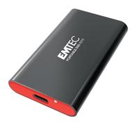 Emtec Unità SSD esterna X210 Elite da 1 TB - Retrocompatibile USB 3.2 Gen1 e 2.0 - Tecnologia 3D NAND Flash - Cavo USB-C 3.2 Gen2 a USB-A e custodia protettiva in silicone inclusa, colore: nero