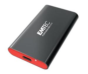 Emtec Unità SSD esterna X210 Elite da 1 TB - Retrocompatibile USB 3.2 Gen1 e 2.0 - Tecnologia 3D NAND Flash - Cavo USB-C 3.2 Gen2 a USB-A e custodia protettiva in silicone inclusa, colore: nero
