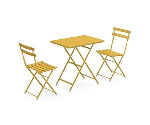 EMU Arc en Ciel Set: Tavolo Pieghevole Art. 334 Cm. 50 x 70 e 2 sedie Art. 314 Colore Giallo Curry cod. 62