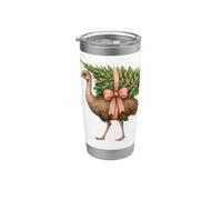 Emu Carrying Christmas Tree Watercolor Australian Xmas Bicchiere termico in acciaio inox doppia parete