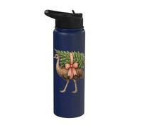Emu Carrying Christmas Tree Watercolor Australian Xmas Stainless Steel Insulated Water Bottle