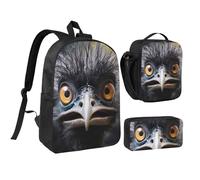 Emu - Set di 3 zaini con portapranzo isolato, portapenne, borsa leggera per laptop da 17 pollici, borsa per il pranzo a tracolla e astuccio 3 in 1