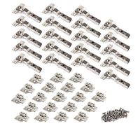 Emuca 1011107 Kit cerniera mezzo collo con scodellino Ø35mm 100° e basetta da avvitare con regolazione eccentrica, Set di 20