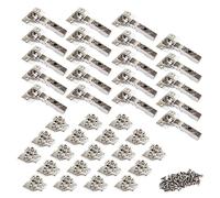 Emuca 1011607 Kit cerniera con scodellino Ø35mm collo dritto 100° chiusura soft e basetta Euro con regolazione eccentrica, Set di 20