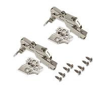 Emuca 1015107 Kit cerniera collo alto con scodellino Ø35mm 165° chiusura soft e basetta da avvitare con regolazione eccentrica, Set di 2