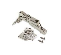 Emuca 1015207 Kit cerniera collo dritto con scodellino Ø35mm 165° chiusura soft e basetta Euro con regolazione eccentrica, Set di 2