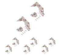 Emuca 1015307 Kit cerniera mezzo collo con scodellino Ø35mm 165° chiusura soft e basetta Euro con regolazione eccentrica, Set di 8