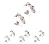 Emuca 1015407 Kit cerniera collo alto con scodellino Ø35mm 165° chiusura soft e basetta Euro con regolazione eccentrica, Set di 8