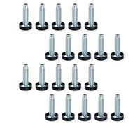 Emuca 2020805 Piedino a Vite Regolabili per Mobili, Zincato, M10 x 30mm, Set di 20 Pezzi