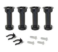 Emuca 2032117 Piedino Regolabile per Cucina o Bagno con Accessori, Nero, H 100mm, Set di 4 Pezzi