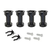 Emuca 2032217 Piedino Regolabile per Cucina o Bagno con Accessori, Nero, H 120 mm, Set di 4 Pezzi