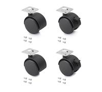 Emuca 2036617 Set di 4 Rotelle Pivotanti Nere per Mobile con Piastra di Assemblaggio e Cuscinetto a Sfere, Diametro 50 mm, Nero, 50mm