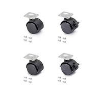Emuca 2036717 Set di 4 Rotelle Pivotanti Nere per Mobile con Piastra di Assemblaggio e Cuscinetto a Sfere, Diametro 40 mm, 40mm