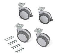 Emuca 2037921 Set di 4 Rotelle Pivotanti Grigie per Mobile con Piastra di Assemblaggio e Cuscinetto a Sfere, Diametro 80 mm