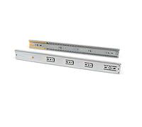 EMUCA 3048905 Guide per cassetti con cuscinetti a sfera 45mm x 600mm, Set di 1 coppia di binari ad estrazione totale con chiusura ammortizzata, Lega di acciaio, Zincato, L 600mm