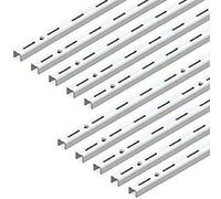 Emuca 7907812 Profilo cremagliera perforazione semplice passo 50mm per supporti di mensola, Bianco, L 1000mm, Set di 10 pezzi