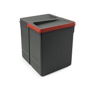 Emuca 8937223 Pattumiera per Base ritagliabile, Secchio con Altezza capacità di 15 Litri, Grigio, H 266 mm (1 x 15 L)