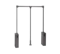 Emuca - Appendiabiti per armadio Sway, barra appendiabiti saliscendi larghezza regolabile 830-1150mm, Acciaio, Alluminio e Tecnoplastica, Verniciato titanio
