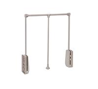 Emuca - Appendiabito saliscendi per armadio, barra appendiabiti saliscendi,largo regolabile 600-830mm, grigio pietra