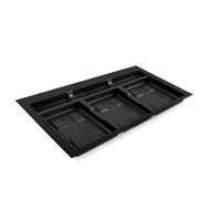 Emuca - Base di riciclaggio per cassettiere da cucina, 3 scomparti, Modulo base 80 cm (736 x 482), Plastica nera