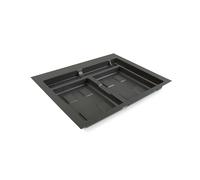 Emuca - Base per contenitori per cassetti da cucina Recycle, 2 scomparti, modulo 700 mm, Grigio antracite Tecnoplastica