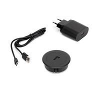 Emuca - Caricatore di superficie wireless per mobile Airtop 2 con USB-A, Ø60mm, 5V DC / 2.1A (USB-10W/Qi-10W), Plastica nera