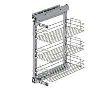 Emuca - Carrello estraibile con sistema di chiusura morbida, Telescopico cassetto estraibile, 400, Cromato brillo, Acciaio (8977911)
