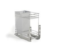 Emuca - Carrello estraibile Supra, con cestelli e carrello del pane, fissaggio inferiore, chiusura softt, per moduli di cucina di 300mm, Acciaio, Cromato