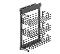 Emuca - Carrello estraibile TitaneStar con sistema di chiusura morbida, Modulo 400mm, Grigio antracite, Acciaio