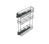 Emuca - Carrello portabottiglie estraibile con chiusura soft, lato sinistro, 3 vassoi, altezza 800 mm, unità 200mm, Acciaio, Grigio Antracite
