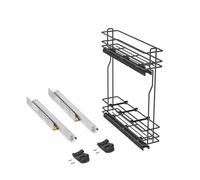 Emuca - Carrello portabottiglie estraibile per mobile di cucina, Montaggio laterale, chiusura soft, Modulo 150mm, Grigio antracite, Acciaio