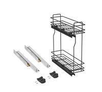 Emuca - Carrello portabottiglie estraibile per mobile di cucina, Montaggio laterale, chiusura soft, Modulo 200mm, Grigio antracite, Acciaio