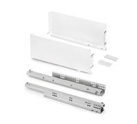 Emuca - Cassetto esterno Simplex 25 kg, altezza 159 mm, profondità 440 mm, Acciaio, Verniciato bianco