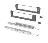 Emuca - Cassetto esterno Vertex 40 kg altezza 131 mm con sponde in vetro, 500 mm, Grigio antracite, 1 kit