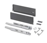 Emuca - Cassetto esterno Vertex, regolazione 3D guide per cassetti H 178mm, 40kg, spessore del pannello di 18mm, profondità 400mm, Acciaio, Grigio antracite