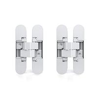 Emuca - Cerniere invisibili per porte di passaggio, lotto di 2 cerniere a scomparsa per porte pesanti, carico di 40 Kg, apertura 180º, zamak, bianco