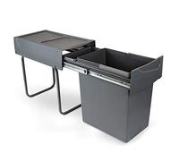 Emuca - Contenitore per rifiuti con Fissaggio Inferiore per Cucina, pattumiera per Raccolta differenziata Estraibili, 1x20 L, Acciaio e plastica, Grigio Antracite.