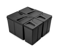 Emuca - Contenitori per cassetti da cucina con coperchio anti-odore, H 266 mm (2 x 15 L + 2 x 7 L), Plastica nera