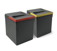 Emuca - Contenitori per cassetti da cucina con coperchio anti-odore, H 266 mm (2 x 15 L), Grigio antracite Tecnoplastica