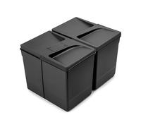 Emuca - Contenitori per cassetti da cucina con coperchio anti-odore, H 266 mm (2 x 15 L), Plastica nera