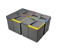 Emuca - Contenitori per cassetti da cucina Recycle, Altezza 266mm, 3x15L + 2x7L, Plastica grigio antracite