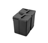 Emuca - Contenitori per la raccolta differenziata per cassetti da cucina, H 266 mm (2 x 7 L), Plastica nera