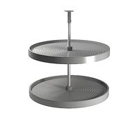 Emuca - Coppia di cestelli circolari Shelvo per mobili da cucina, 800, Plastica grigia e Alluminio
