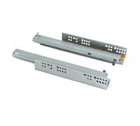 Emuca Coppia di guide a scomparsa per cassetti, a rulli, 550 mm, estrazione totale, chiusura soft, Zincato