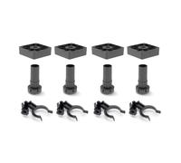 Emuca - Gambe per mobili, Piedi per mobile in plastica colore nero, Set di 4 piedini regolabili di altezza 100mm