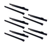 Emuca - Guida-Binario con Cuscinetti a Rulli per Cassetto, Verniciato Nero, 350 mm, Set di 5