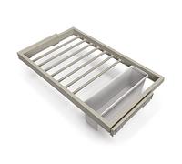 Emuca - Kit 7 aste per Pantaloni, 1 Vassoio ausiliario e Telaio con Guide a Chiusura Morbida per Armadio, Regolabile, modulo 800mm, Grigio Pietra
