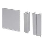 Emuca - Kit battiscopa da cucina, con accessori per unione, altezza 150 mm, 4,7 m, plastica, anodizzato satinato.