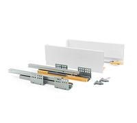 Emuca - Kit Cassetto Cucina o Bagno con Guide ad Estrazione Totale e Chiusura Soft, Altezza 105 mm e Profondità 500 mm, Grigio Antracite